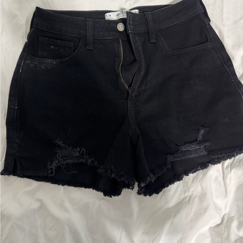 Hollister Black Jean Shorts with Distressed Details
